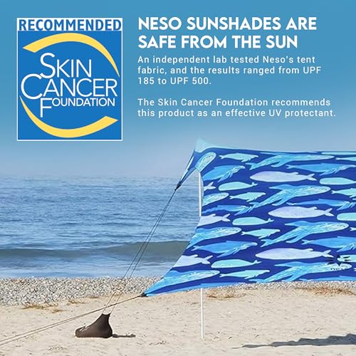Neso Gigante Portable Beach Tent Sun Shelter - Lightweight Beach Shade Canopy - Easy Setup for Family Outings - Patented Reinforced Corners - UPF 50+ - 8ft Tall, 11 x 11ft - Save The Whales - Image 4