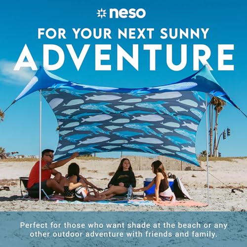Neso Gigante Portable Beach Tent Sun Shelter - Lightweight Beach Shade Canopy - Easy Setup for Family Outings - Patented Reinforced Corners - UPF 50+ - 8ft Tall, 11 x 11ft - Save The Whales - Image 2