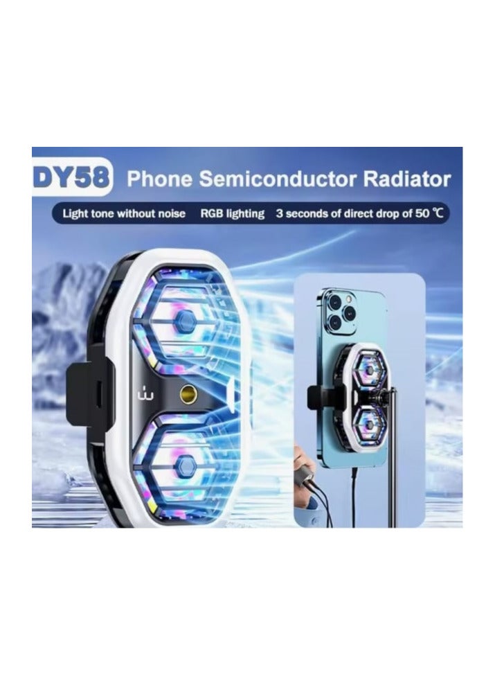 DY58 Mobile Phone Semiconductor Cooling Fan Radiator 3 Gear Adjustable Game Cooler For IOS Android Live Streaming Cool Heat Sink - Image 1