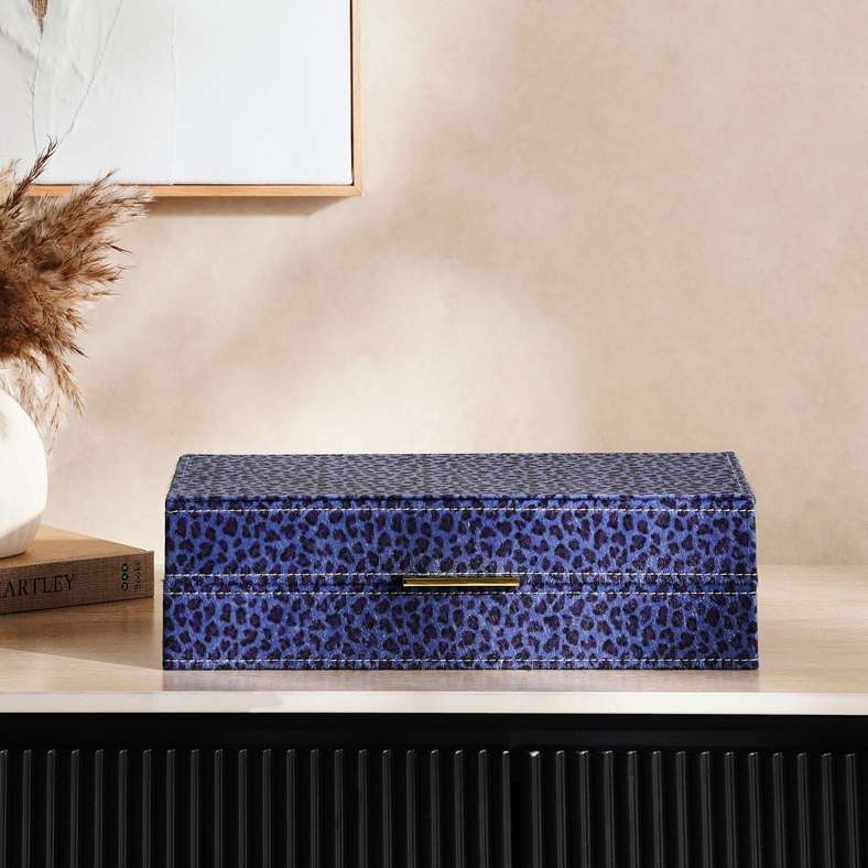 Pan Home صندوق ديكور من الفرو الصناعي سافانا - أزرق