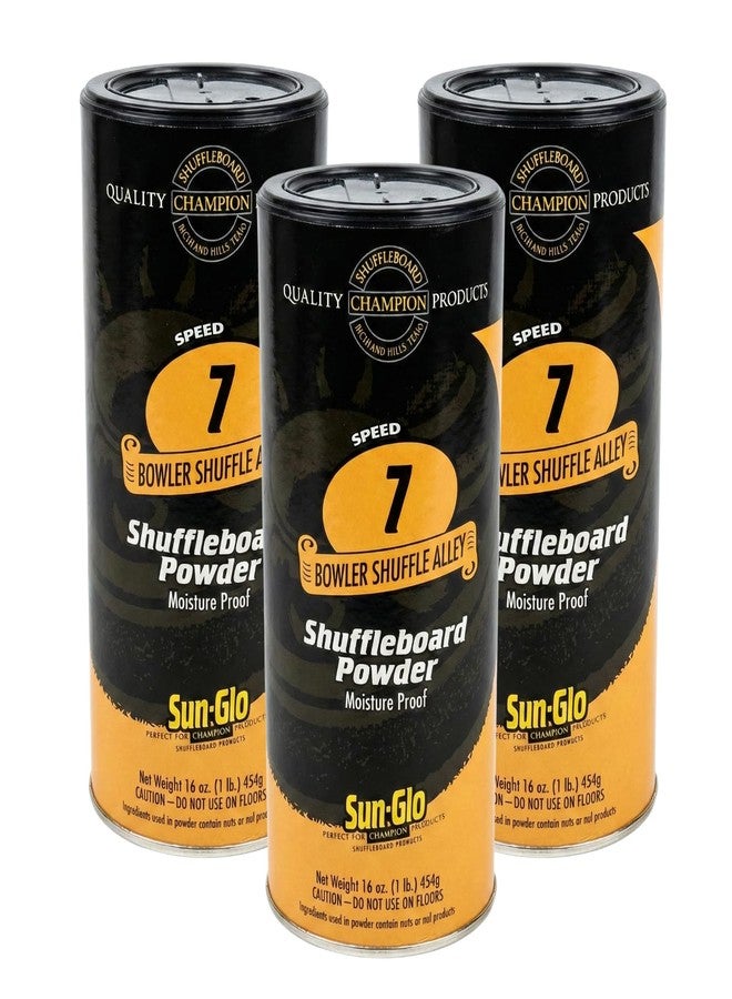 Sun-Glo Speed 7 (Shuffle Alley) Shuffleboard Powder – The Slowest Sand Rating for 9-Foot Tables & Arcade Games – 16 oz Shaker Can (3-Pack) - Image 1