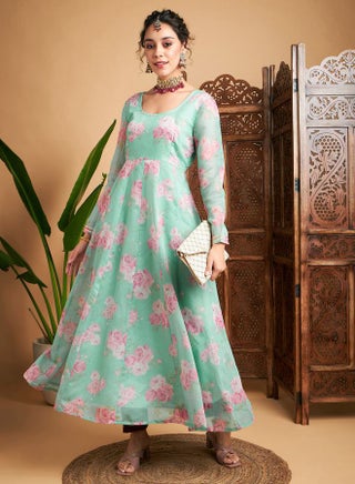 Floral All Over Print Anarkali Maxi Kurta by Styli