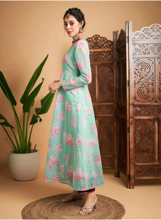 ساسافراس Floral All Over Print Anarkali Maxi Kurta by Styli
