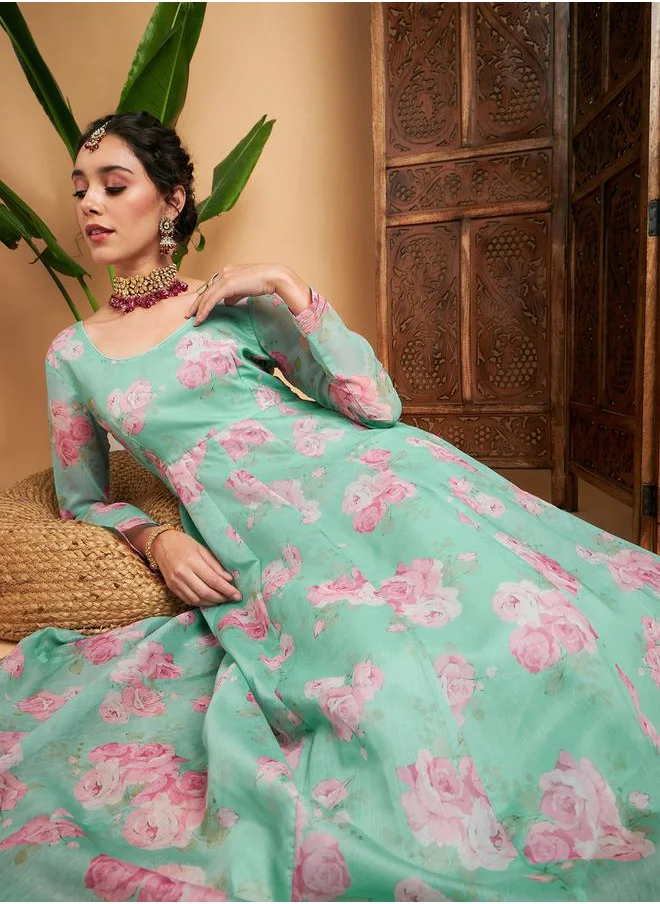ساسافراس Floral All Over Print Anarkali Maxi Kurta by Styli
