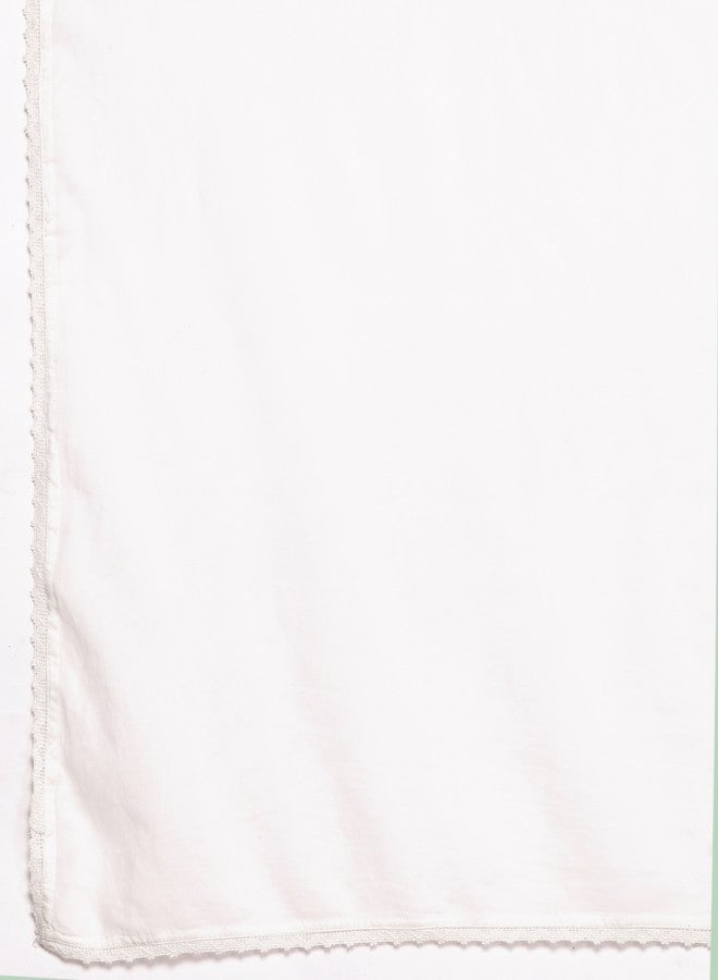ISHIN Women's Off White 100% Cotton Embroidered Straight Fit Kurta Set  - Image 5
