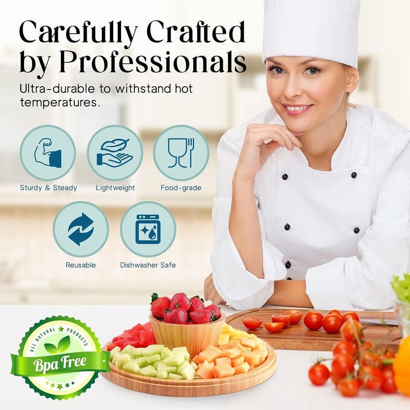 Homeries حامل كعكة من الخيزران مع غطاء، طبق كعكة، (6 في 1) صينية تقديم متعددة الوظائف، حامل كعكة كبير مع قبة، حامل عرض كعكة مع غطاء وقبة كعكة - استخدمه كحامل كعكة، غطاء كعكة - Image 4