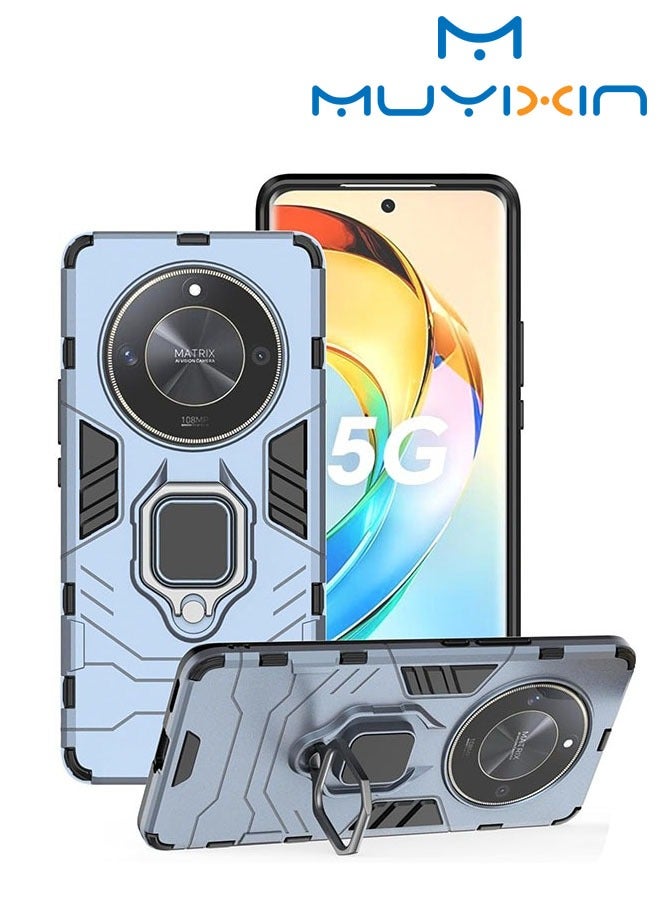 Muyixin غطاء حماية لهاتف Honor X9b 5G، طبقة مزدوجة متينة ومضادة للصدمات بدرجة عسكرية مع حامل مغناطيسي، أزرق - Image 1