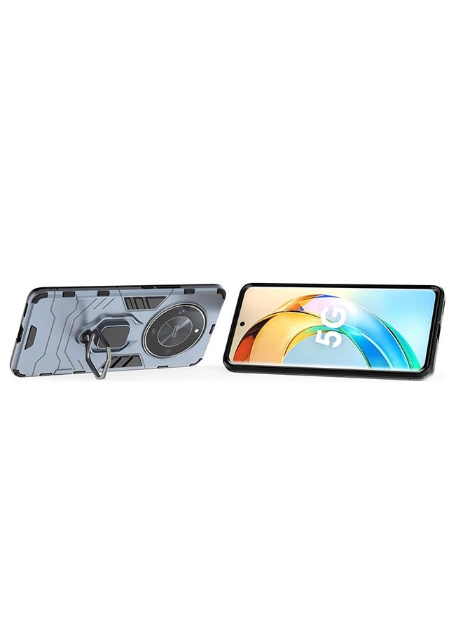 Muyixin غطاء حماية لهاتف Honor X9b 5G، طبقة مزدوجة متينة ومضادة للصدمات بدرجة عسكرية مع حامل مغناطيسي، أزرق - Image 3