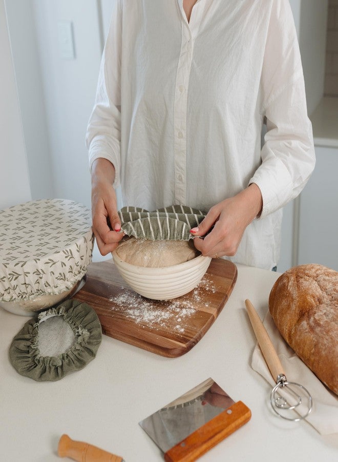 KIBAGA Beautiful Cotton Bowl Covers for Bread Proofing - Reusable Set of 3 in Varying Sizes Easily Fit Your Bowls 7" to 13" - Durable Cotton Covers are the Perfect Sourdough Bread Baking Accessories - Image 2