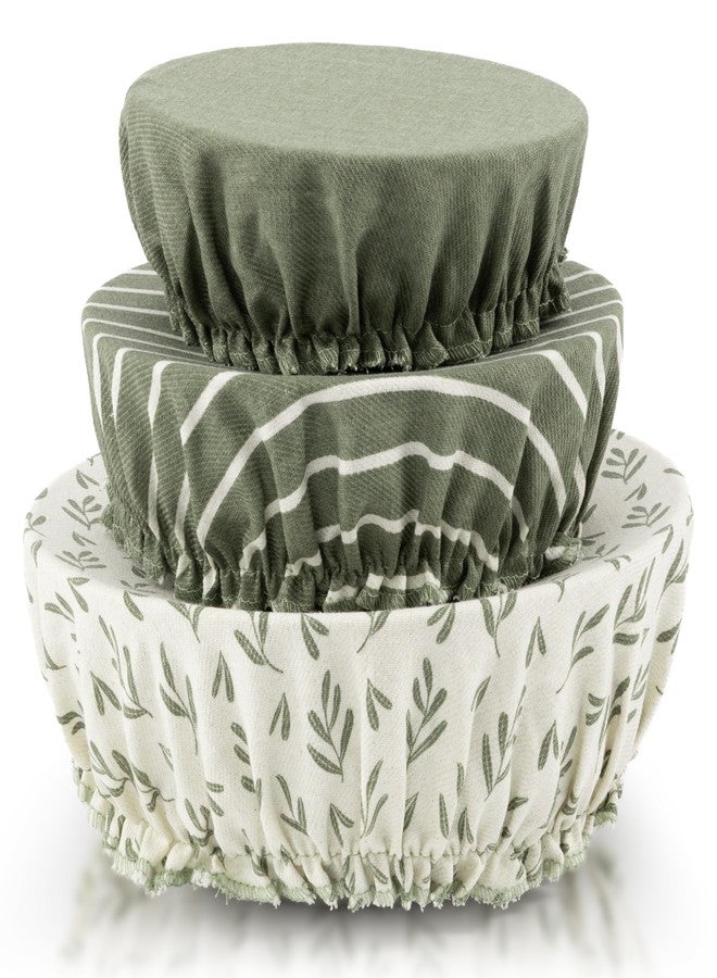 KIBAGA Beautiful Cotton Bowl Covers for Bread Proofing - Reusable Set of 3 in Varying Sizes Easily Fit Your Bowls 7" to 13" - Durable Cotton Covers are the Perfect Sourdough Bread Baking Accessories - Image 1