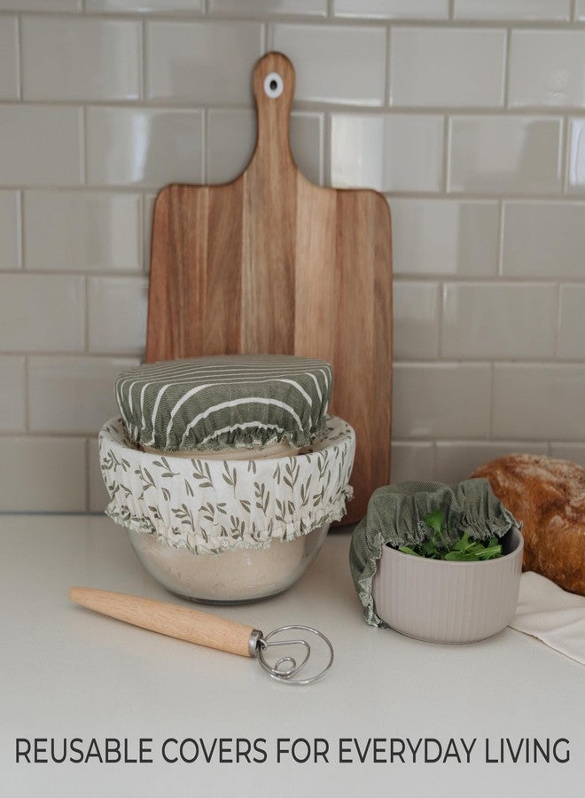 KIBAGA Beautiful Cotton Bowl Covers for Bread Proofing - Reusable Set of 3 in Varying Sizes Easily Fit Your Bowls 7" to 13" - Durable Cotton Covers are the Perfect Sourdough Bread Baking Accessories - Image 5