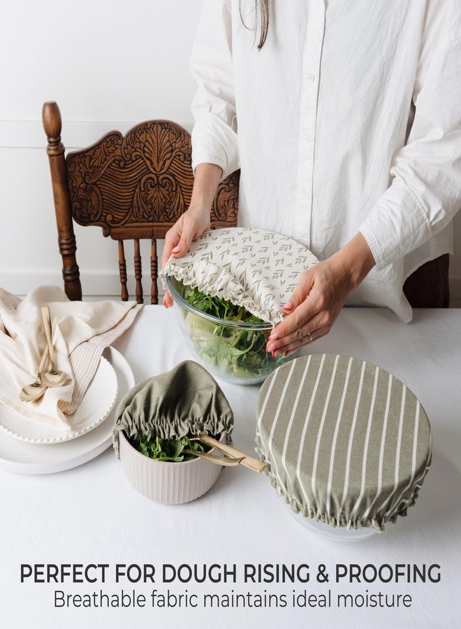 KIBAGA Beautiful Cotton Bowl Covers for Bread Proofing - Reusable Set of 3 in Varying Sizes Easily Fit Your Bowls 7" to 13" - Durable Cotton Covers are the Perfect Sourdough Bread Baking Accessories - Image 3