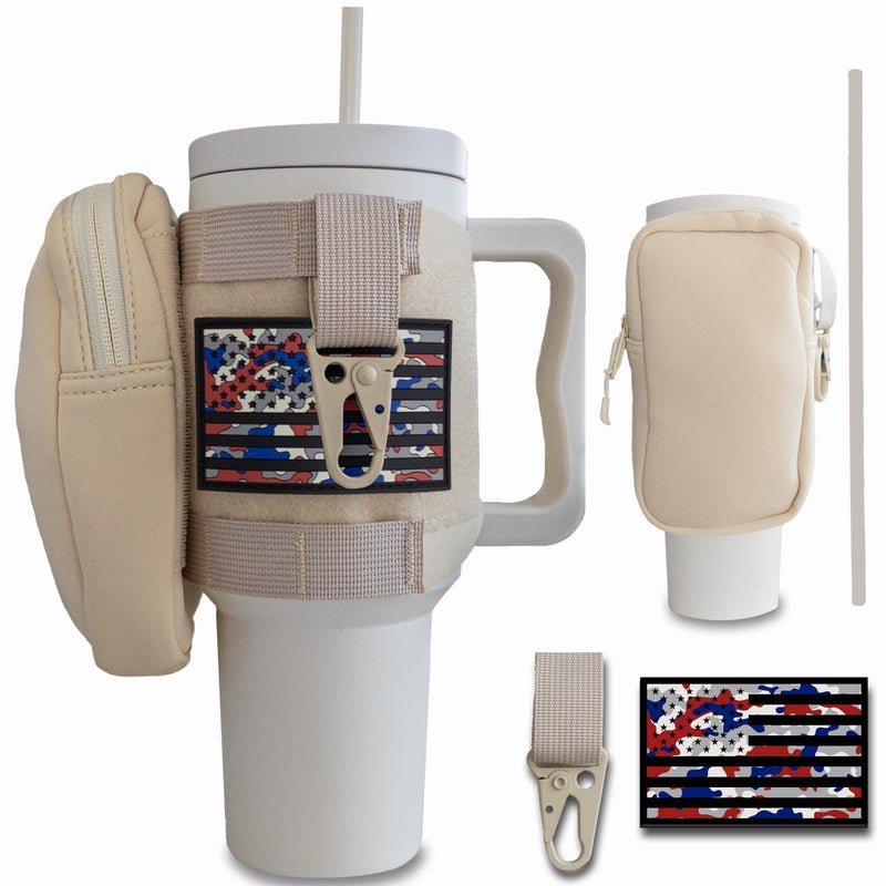 Iron Infidel Iron Infidel Tactical Tumbler wtih Straw Lid - 40oz Insulated Tumbler for Men & Women that Fits Car Cup Holder with Rugged Sleeve to Store Keys  Wallet & Phone - Glacier  - Image 1