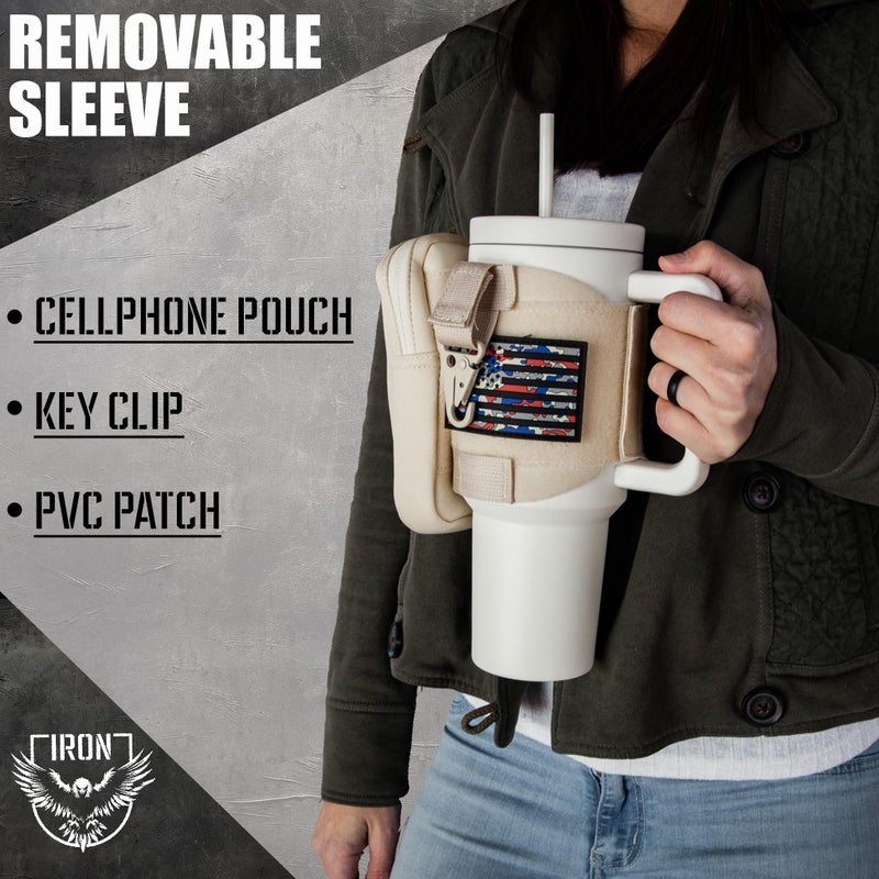 Iron Infidel Iron Infidel Tactical Tumbler wtih Straw Lid - 40oz Insulated Tumbler for Men & Women that Fits Car Cup Holder with Rugged Sleeve to Store Keys  Wallet & Phone - Glacier  - Image 3