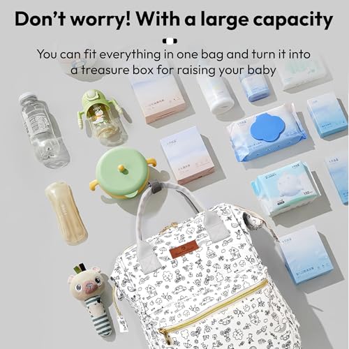 StarAndDaisy Baby Diaper Bag for Mother Travel/Diaper Bags for Mother for Travel with Laptop Pocket, Multi Compartments, Insulated Bottle Pockets, Waterproof, Ultra soft fabric -Printed Grey - Image 3