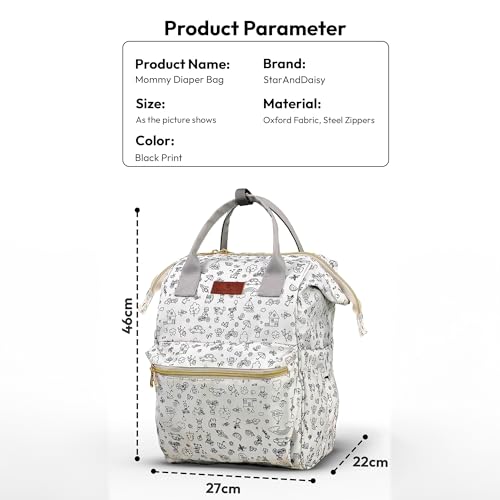 StarAndDaisy Baby Diaper Bag for Mother Travel/Diaper Bags for Mother for Travel with Laptop Pocket, Multi Compartments, Insulated Bottle Pockets, Waterproof, Ultra soft fabric -Printed Grey - Image 5