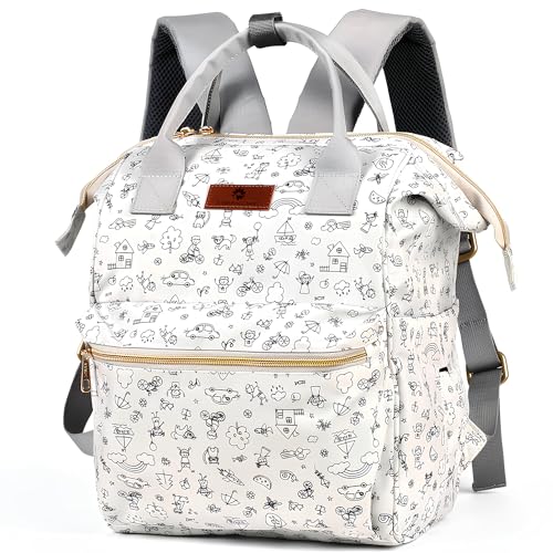 StarAndDaisy Baby Diaper Bag for Mother Travel/Diaper Bags for Mother for Travel with Laptop Pocket, Multi Compartments, Insulated Bottle Pockets, Waterproof, Ultra soft fabric -Printed Grey - Image 1