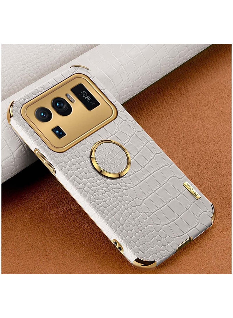 SYOSI Case for Mi 11 Ultra Ultra-thin Soft TPU Crocodile Leather Shockproof Bumper With Ring Bracket and Camera Protection, Protective Shock-Absorption Bumper Soft Case (6.81" -White) - Image 1
