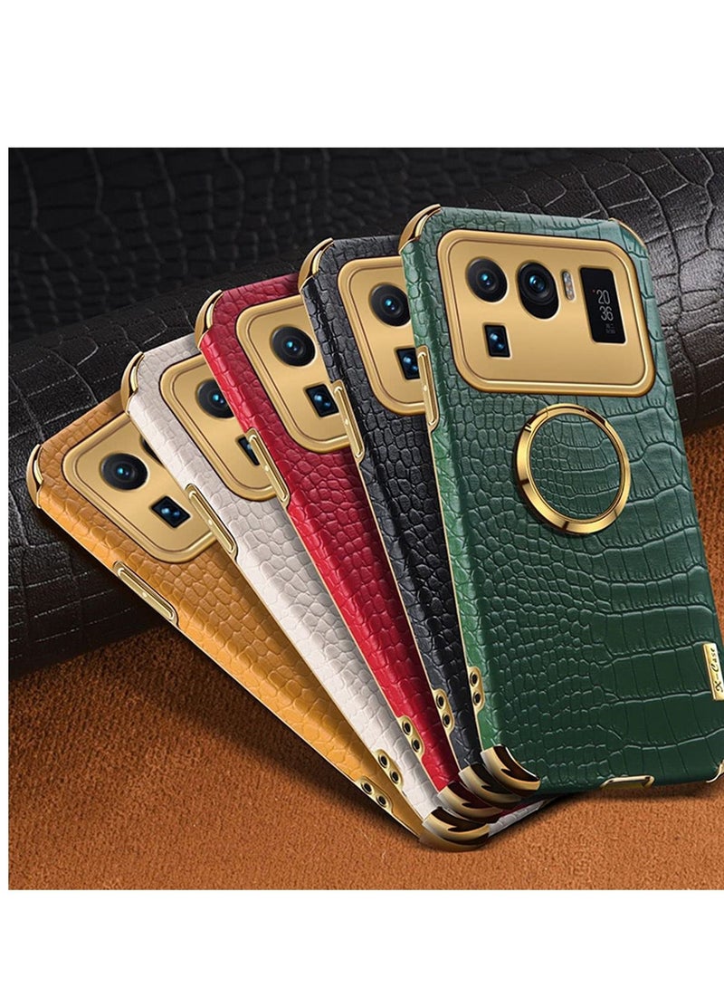 SYOSI Case for Mi 11 Ultra Ultra-thin Soft TPU Crocodile Leather Shockproof Bumper With Ring Bracket and Camera Protection, Protective Shock-Absorption Bumper Soft Case (6.81" -White) - Image 3