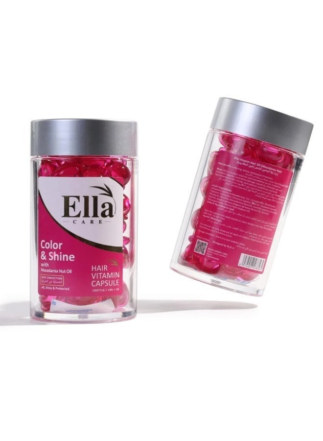 Ella care Color & Shine with Macadamia Nut oil  – 50 Capsules × 1ml - Image 1