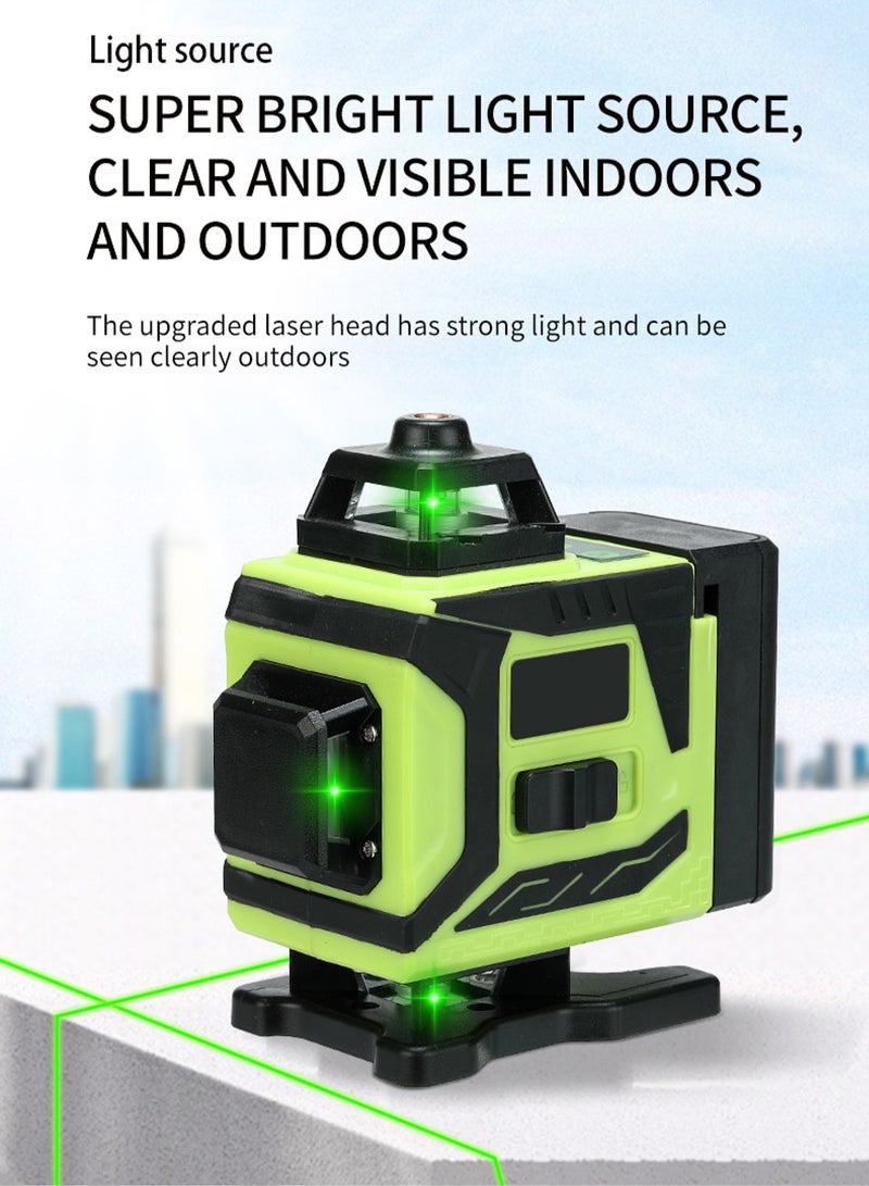 16 Lines 4D High Precision Laser Level - 4x360° Self-Leveling - IP54 - Portable Cordless Level with 2 Batteries, Remote Control, Lifting Platform, Storage Bag - Layout Tool - Image 4