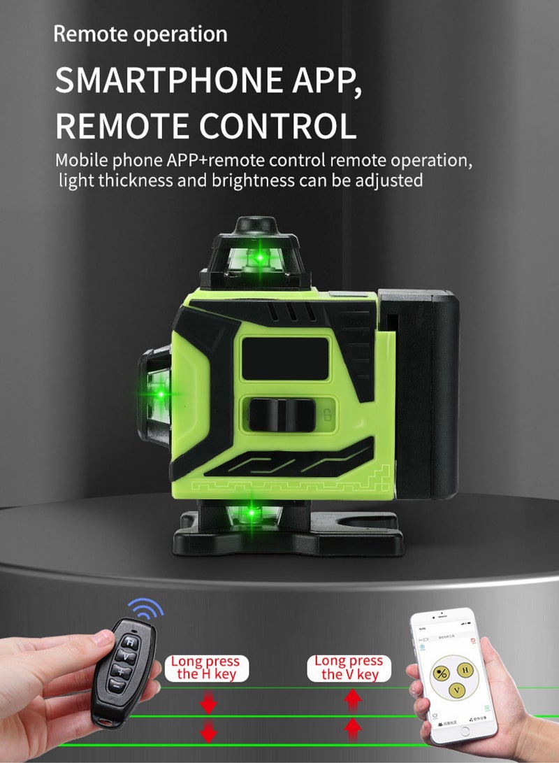 16 Lines 4D High Precision Laser Level - 4x360° Self-Leveling - IP54 - Portable Cordless Level with 2 Batteries, Remote Control, Lifting Platform, Storage Bag - Layout Tool - Image 5