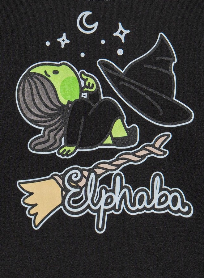 Wicked Elphaba Little Girls Fleece Pullover Sweatshirt and Ribbed Flare Leggings Outfit Set Black/Gray 7-8 - Image 4