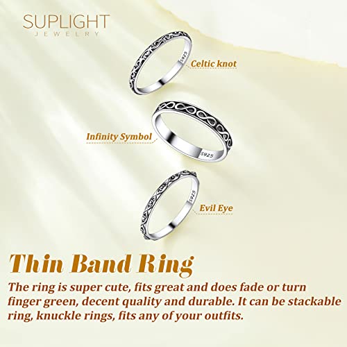 Suplight 925 Sterling Silver Celtic Knot Ring 2MM Thin Wedding Band Stackable Ring for Women Size 5 - Image 5