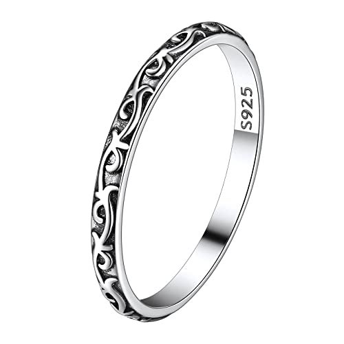 Suplight 925 Sterling Silver Celtic Knot Ring 2MM Thin Wedding Band Stackable Ring for Women Size 5 - Image 1