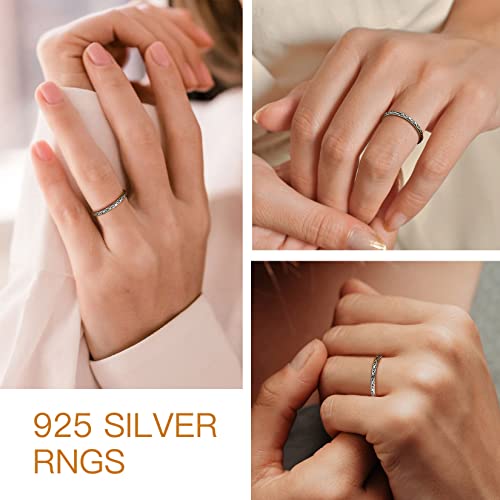 Suplight 925 Sterling Silver Celtic Knot Ring 2MM Thin Wedding Band Stackable Ring for Women Size 5 - Image 2