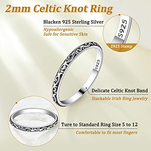 Suplight 925 Sterling Silver Celtic Knot Ring 2MM Thin Wedding Band Stackable Ring for Women Size 5 - Image 4