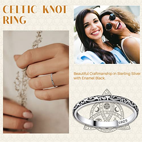 Suplight 925 Sterling Silver Celtic Knot Ring 2MM Thin Wedding Band Stackable Ring for Women Size 5 - Image 3