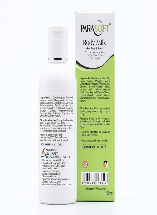 Parasoft Body & Face Milk Lotion for Very Dry Skin, Non-Sticky Hydrating Moisturizing Lotion With Aloe Vera, Shea Butter, Vit. B3 & B6, For Men & Women-100ml(Pack of 2) - Image 2
