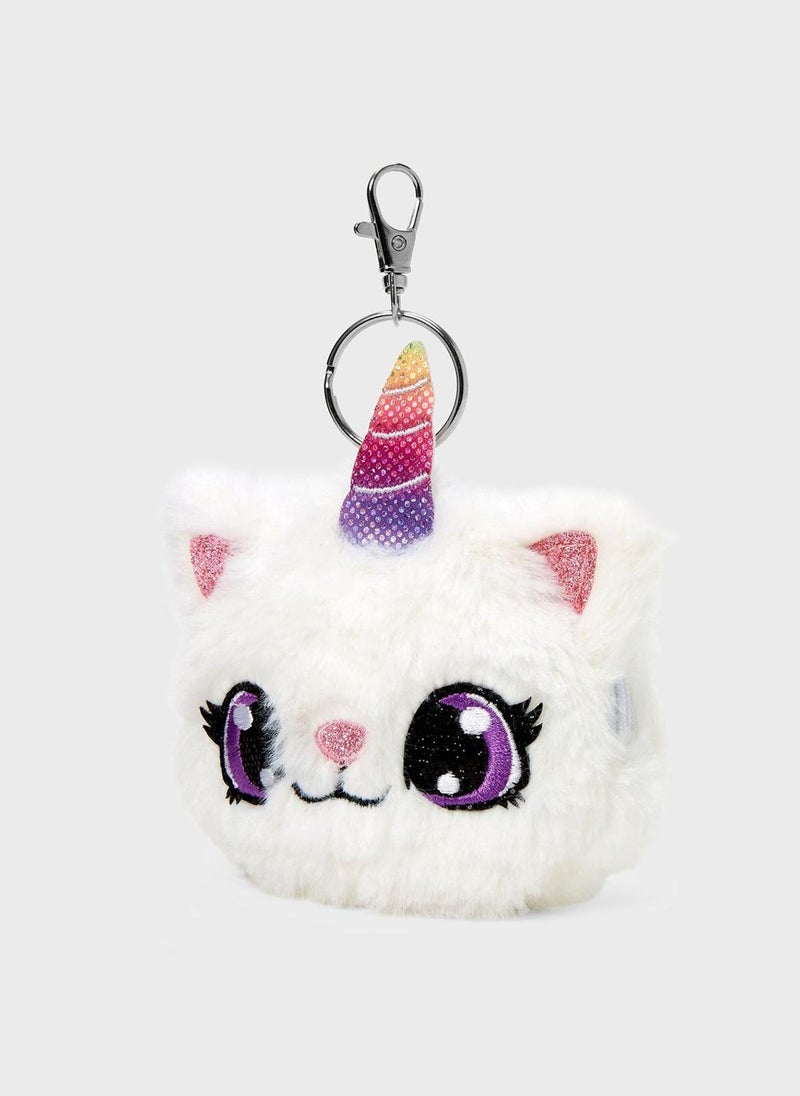 Claires White Caticorn Keychain 