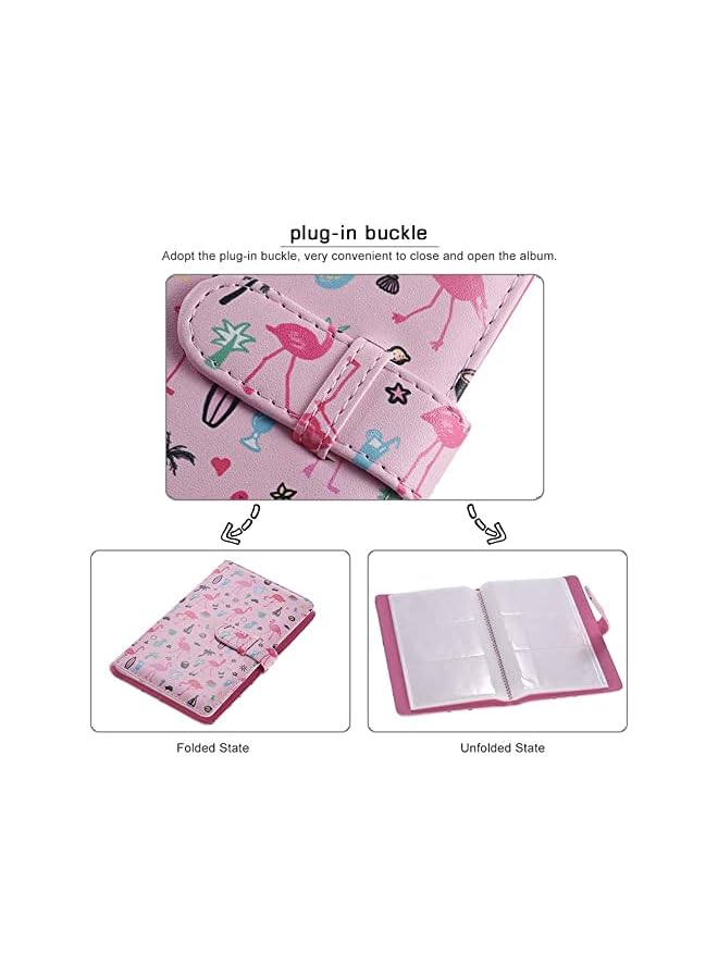 Zaboon Photo Album, ELECDON 96 Pockets PU Leather Flamingo Pattern Polaroid Photo Album, Mini Photo Book for  Instax Mini 9 8 7s 70 25 50s 90 Films Photo Camera Paper for Credit Card  - Image 3