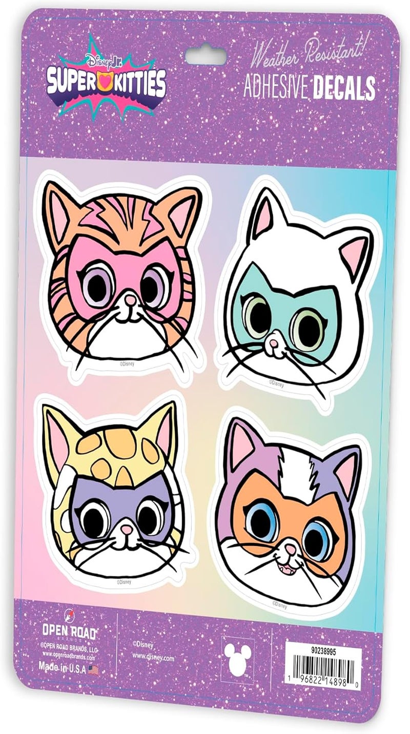 Open Road Brands Disney Super Kitties 4-Pack Adhesive Vinyl Decals - Fun Super Kitties Stickers for Car or Truck Heat resistant - Image 2
