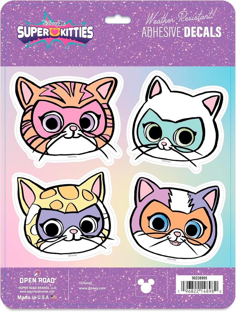 Open Road Brands Disney Super Kitties 4-Pack Adhesive Vinyl Decals - Fun Super Kitties Stickers for Car or Truck Heat resistant - Image 1