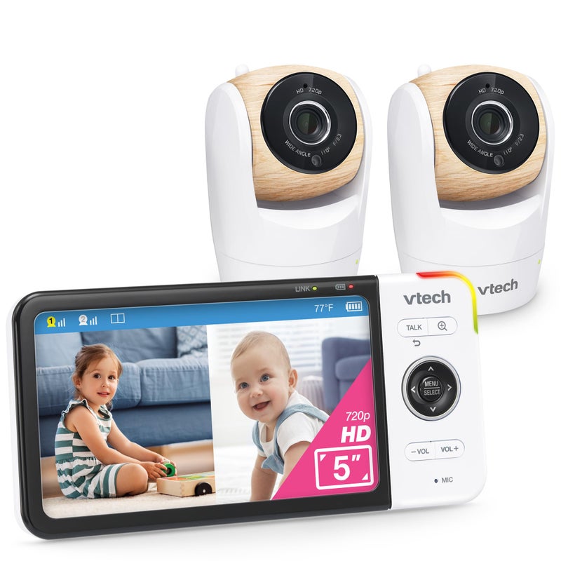 VTech VM9282HD 5 720p HD Display 2 Cameras Baby Monitor110 Wide Angle ViewRemote PanTiltZoomNight VisionUp to 1000ft RangeTemperature Sensor9 Soothing Sounds Lullabies2Way TalkNo WiFi - Image 2