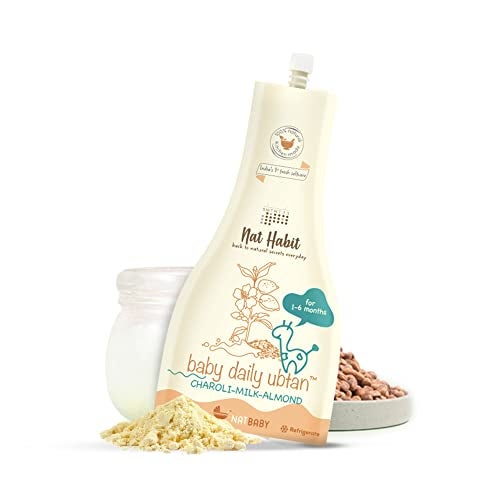 Nat Habit Baby Bath Ubtan with Charoli & Almond | Gentle Daily Ubtan for 1-6 Months Old | Protein & Vitamin-Rich Baby Body Wash | Natural, Soap-Free Head to Toe Wash for Babies & Kids , Pack of 2 X 80g - Image 2