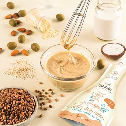 Nat Habit Baby Bath Ubtan with Charoli & Almond | Gentle Daily Ubtan for 1-6 Months Old | Protein & Vitamin-Rich Baby Body Wash | Natural, Soap-Free Head to Toe Wash for Babies & Kids , Pack of 2 X 80g - Image 3
