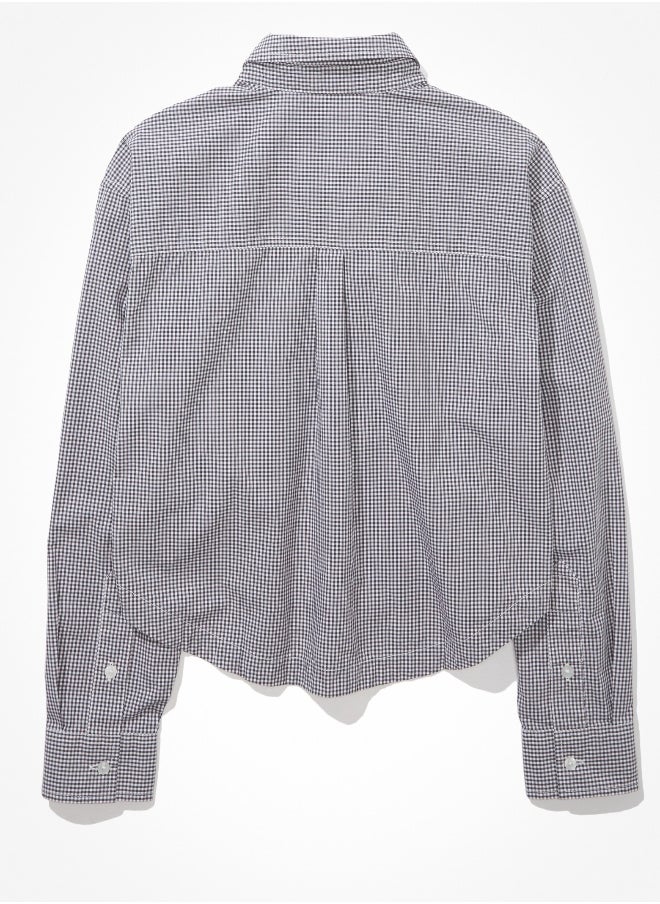 American Eagle - AE Cropped Button-Up Shirt - Image 1