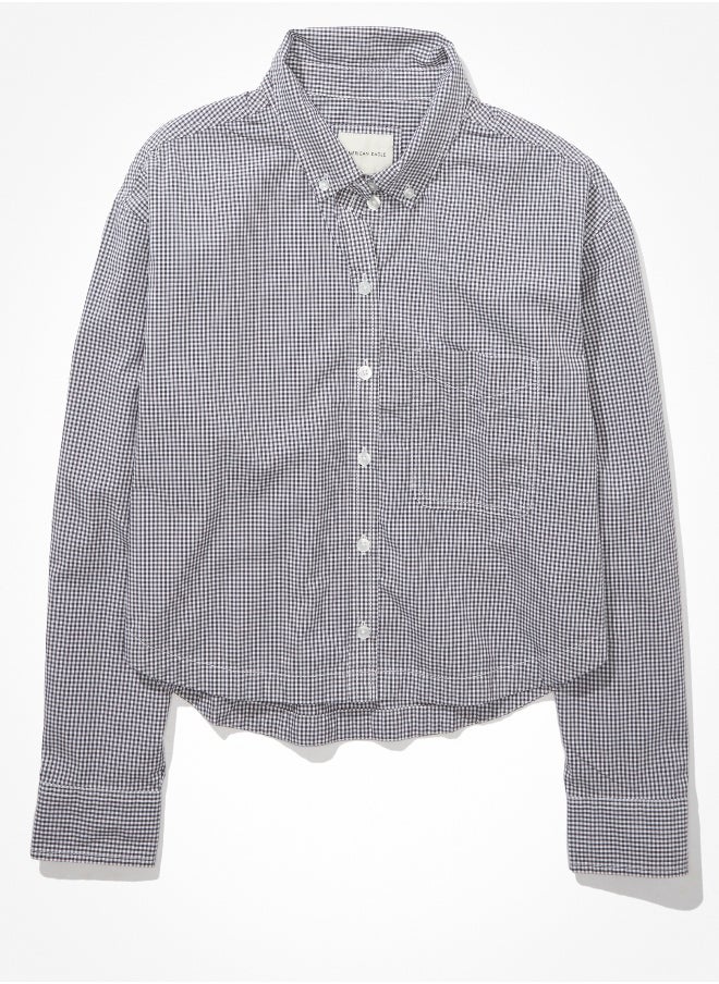 American Eagle - AE Cropped Button-Up Shirt - Image 1