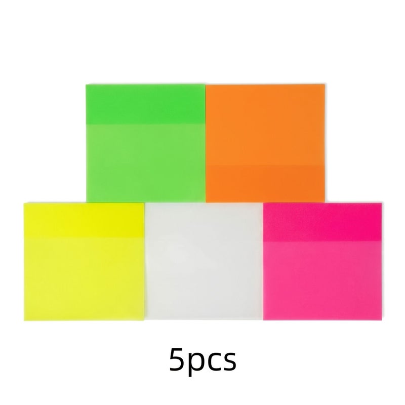 5 Pcs Mixed Color Transparent Self Adhesive Sticky Notes 250 Sheets - Image 5