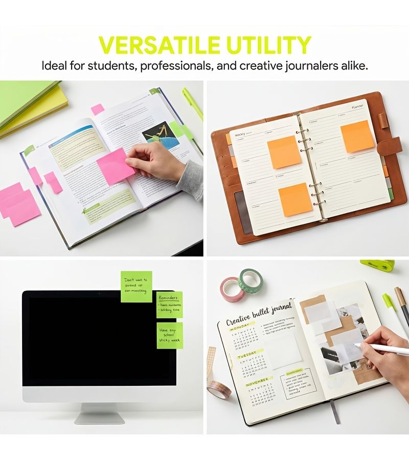 5 Pcs Mixed Color Transparent Self Adhesive Sticky Notes 250 Sheets - Image 4