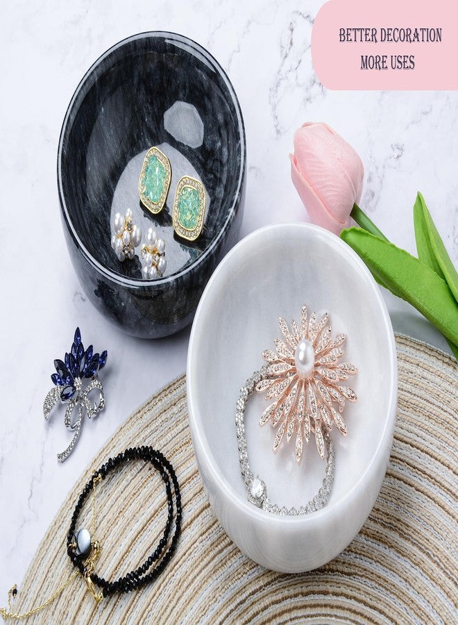 SIPARUI Jewelry Dish,Natural Marble Jewelry Dish,Trinket Tray,Ring Holder,Key Bowl,Unique Jewelry Tray for Home Decoration,Mother's Day,Birthday and Other Holiday Gifts(White Grey) - Image 3