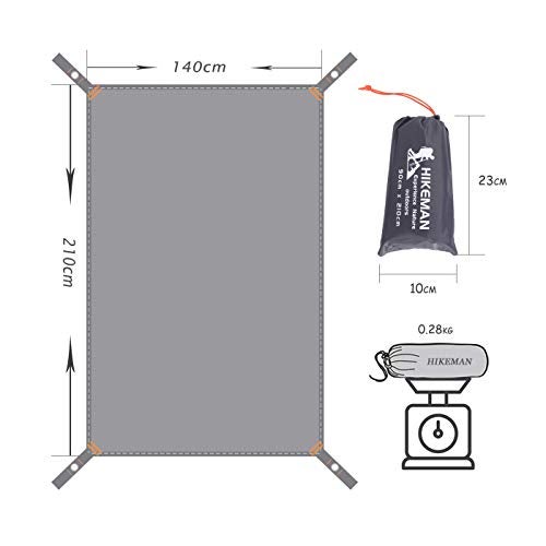 Hikeman Tent Footprint - Waterproof Camping Tarp, Heavy Duty Tent Floor Saver, Ultralight Ground Sheet Mat for Hiking, Backpacking, Hammock, Beach - Storage Bag Included(M-83”x55”) - Image 3