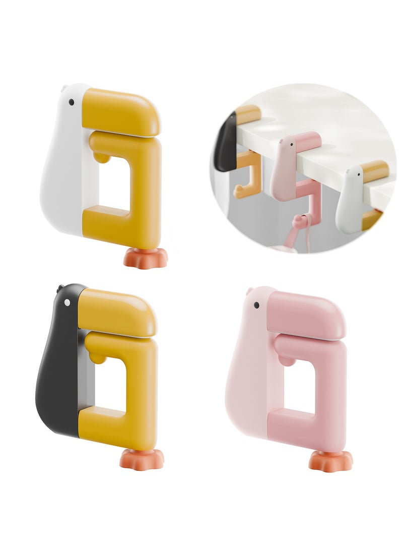 CMGTYYD 3Pcs Desk Bag Hook,Duck Shape Backpack Holder Hook - Space Saving Desk Clamp, Under Desk Schoolbag Hanger for Backpack, Water Cup  - Image 1