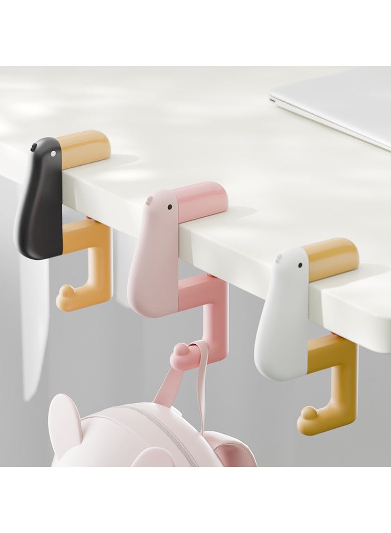 CMGTYYD 3Pcs Desk Bag Hook,Duck Shape Backpack Holder Hook - Space Saving Desk Clamp, Under Desk Schoolbag Hanger for Backpack, Water Cup  - Image 2