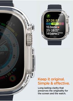 Spigen Ultra Hybrid for Apple Watch Ultra 2 / Watch Ultra (49mm) Case Cover with Built-in Tempered Glass Screen Protector - Crystal Clear  - Image 3