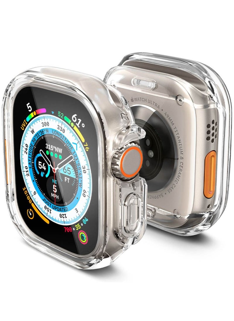 Spigen - Ultra Hybrid for Apple Watch Ultra 2 / Watch Ultra (49mm) Case Cover with Built-in Tempered Glass Screen Protector - Crystal Clear - Image 1